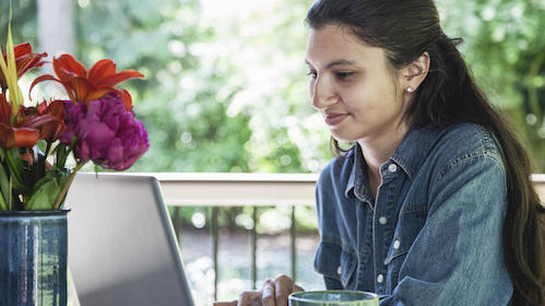 Lady working on computer